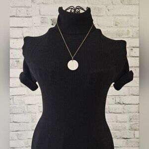 Faux Mother of Pearl Full Moon Disc Pendant Necklace Bronze Chain